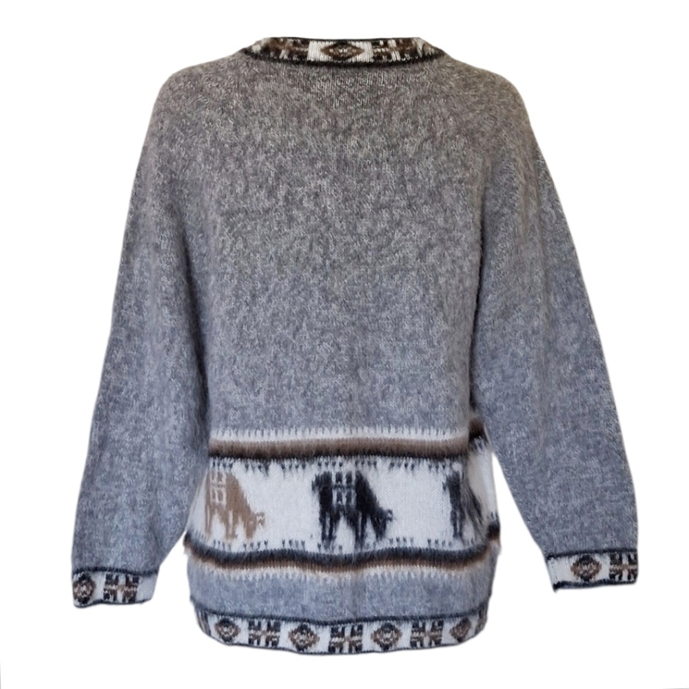 Alpaca Sweater Fuzzy Cozy Cabincore Peru Artisian L - Picture 5 of 5